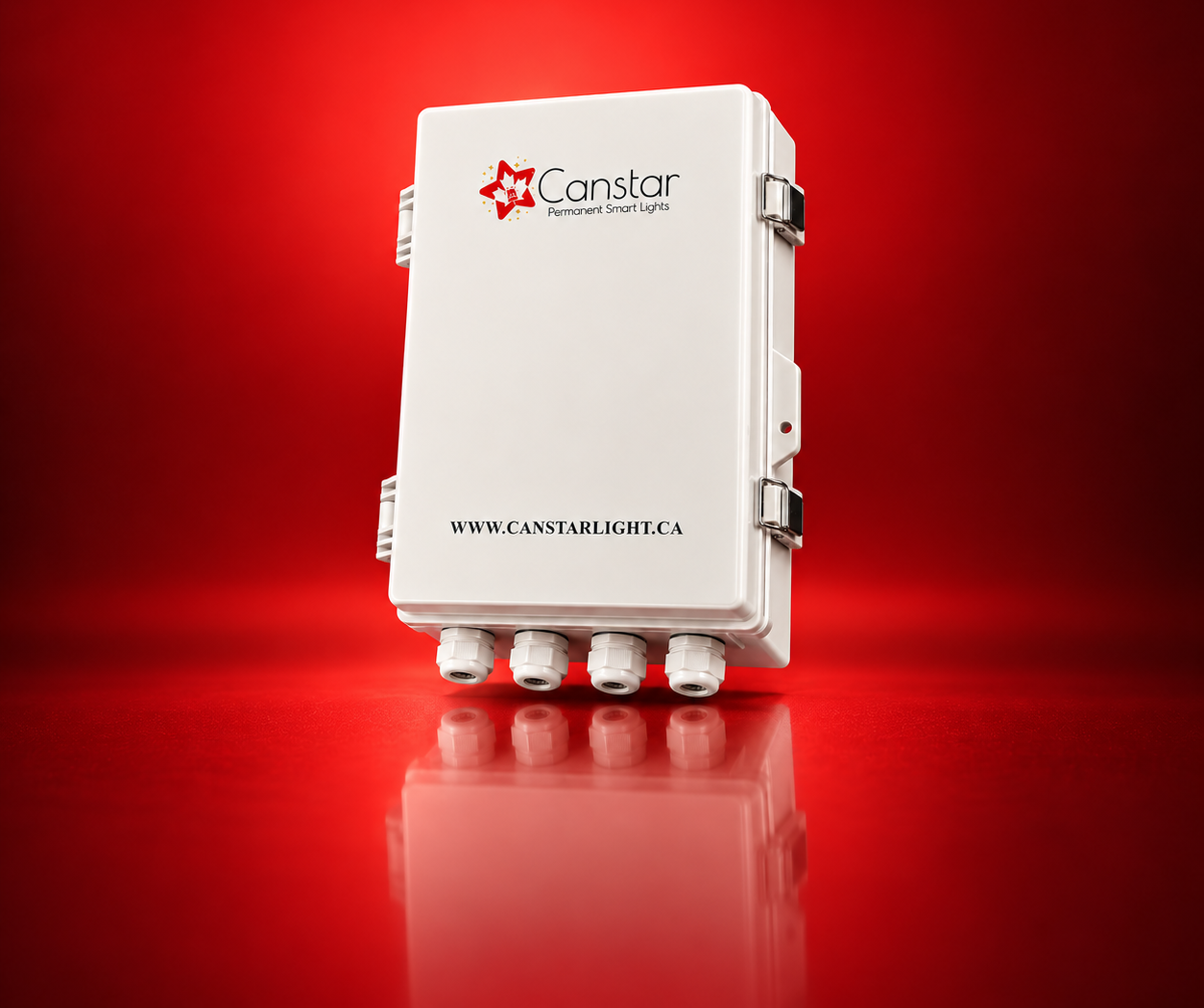 Canstar lighting controller box against a red background